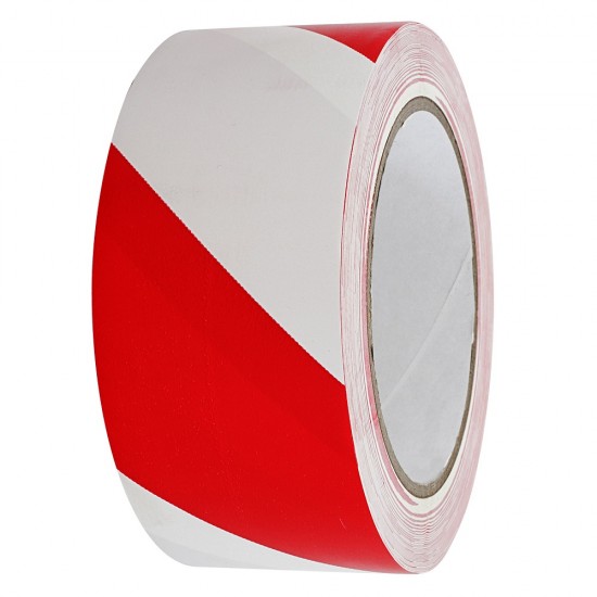 Warning Tape Red & White 50mm x 33m Adhesive 
