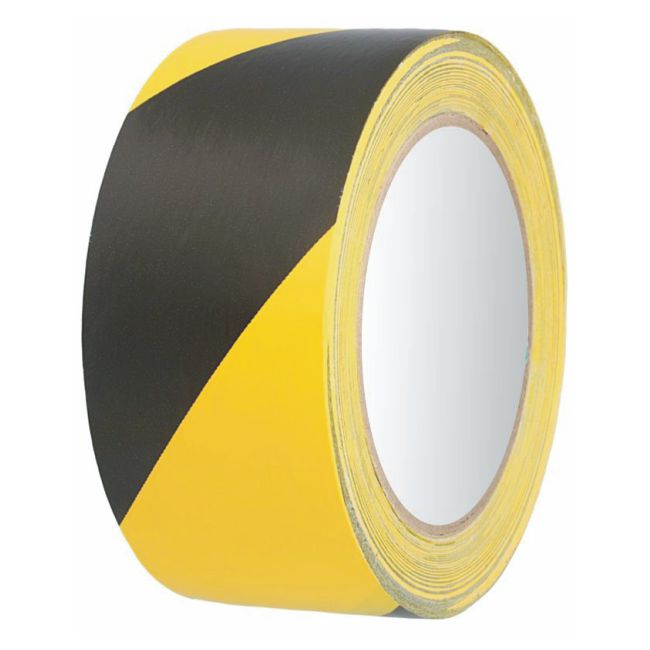 Warning Tape Yellow & Black 50mm x 33m Adhesive 