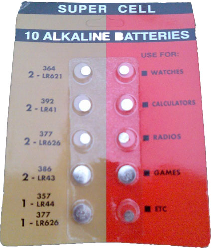 10pc Alkaline Watch Batteries